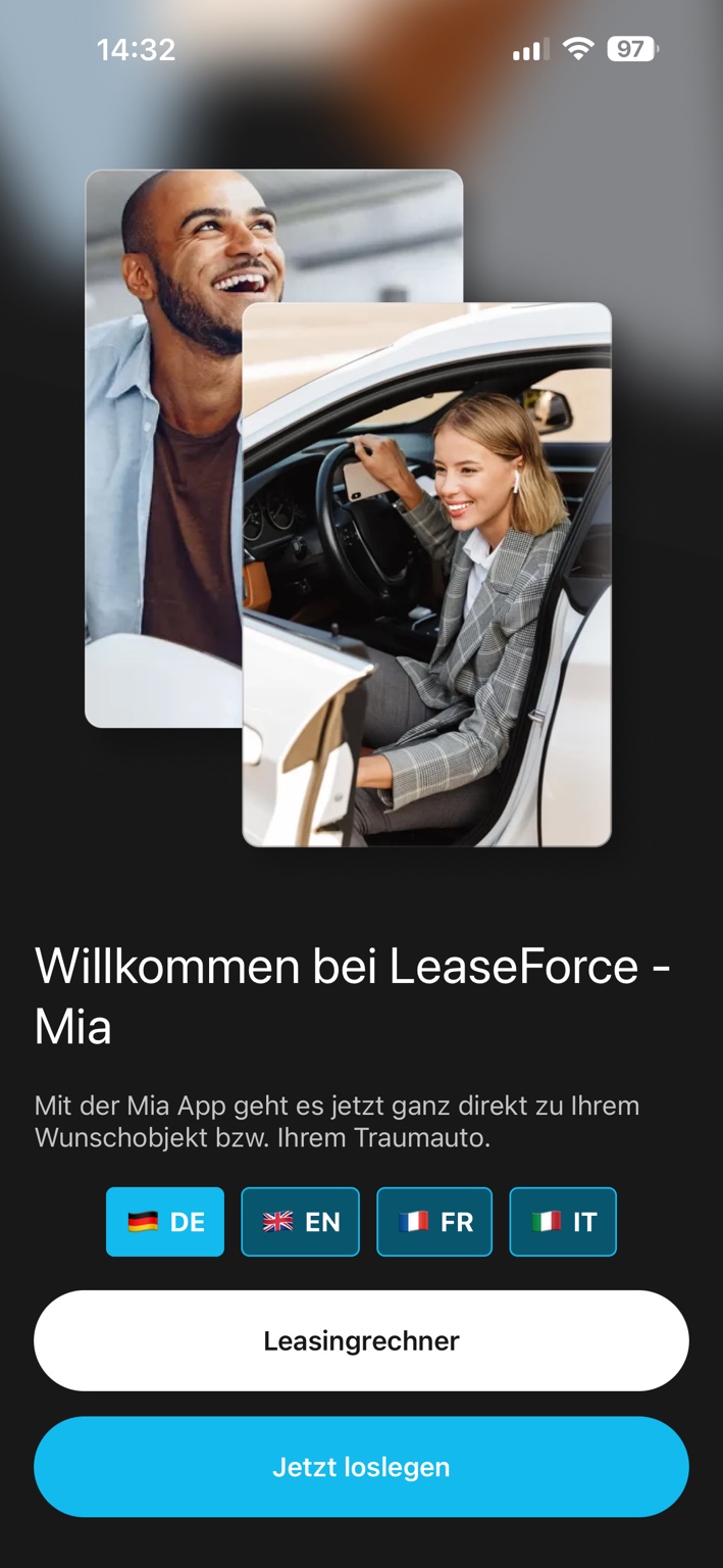 Startseite der Mia App